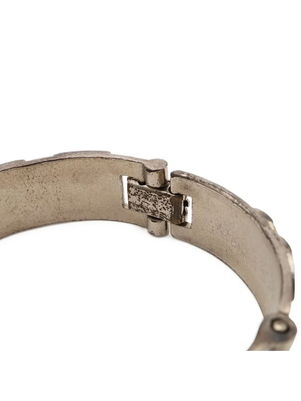 Chanel Logo Bracelet Bangle Metal Silver